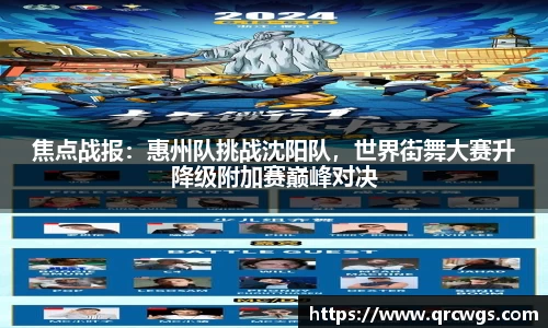 焦点战报：惠州队挑战沈阳队，世界街舞大赛升降级附加赛巅峰对决